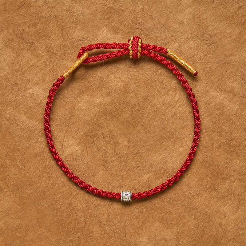 Buddha Stones Pulsera minimalista de plata de ley 925 con hilo negro y rojo y protección de monedas chinas. - image 1