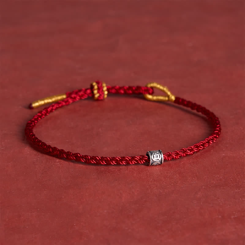 Buddha Stones Pulsera minimalista de plata de ley 925 con hilo negro y rojo y protección de monedas chinas. - image 3