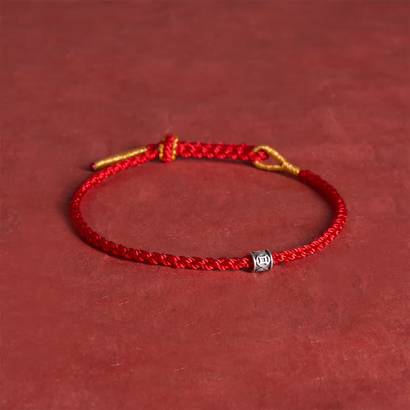 Buddha Stones Pulsera minimalista de plata de ley 925 con hilo negro y rojo y protección de monedas chinas. - image 12