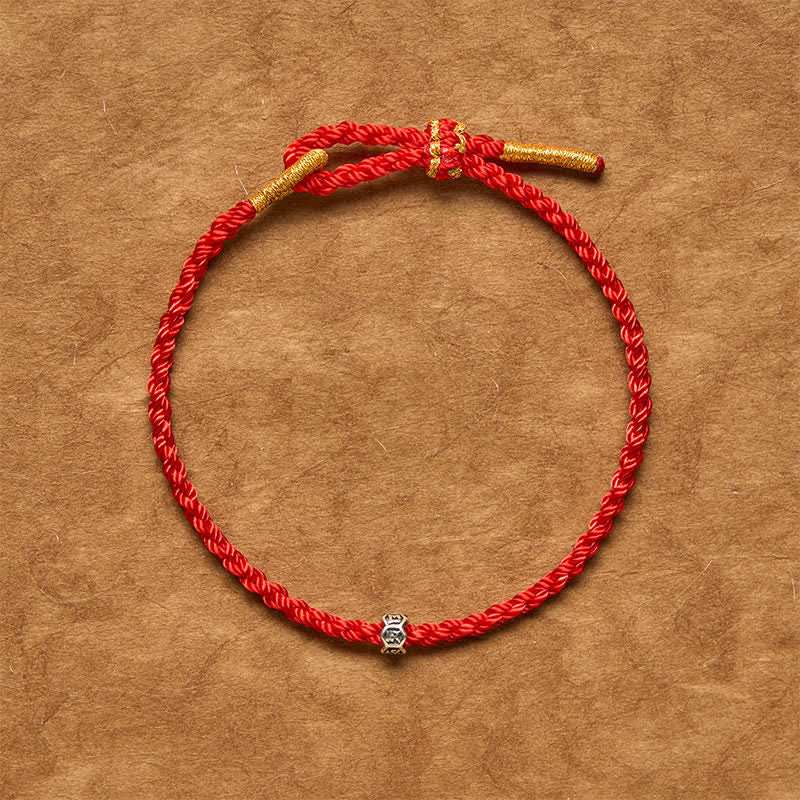 Buddha Stones Pulsera de plata de ley 925 con hilo negro y rojo y cuentas Om Mani Padme Hum Wheel. - image 1