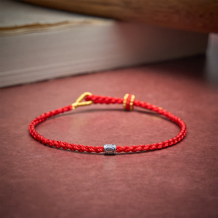 Buddha Stones Pulsera de protección con forma de pez koi de plata de ley 925 con hilo rojo - image 2