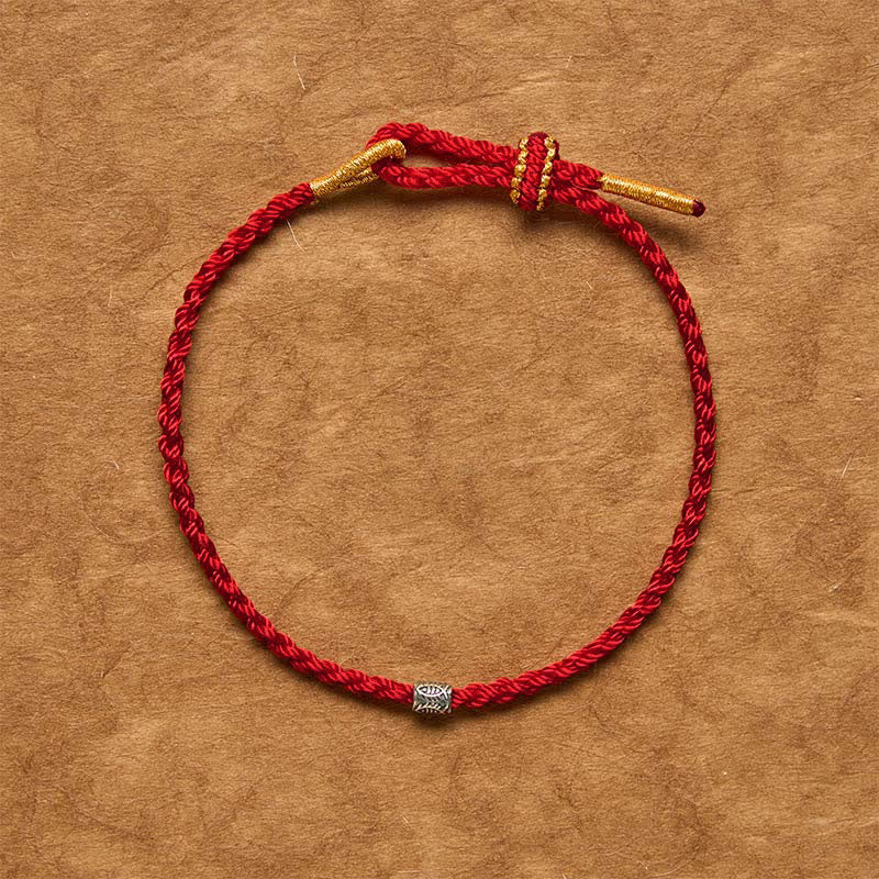 Buddha Stones Pulsera de protección con forma de pez koi de plata de ley 925 con hilo rojo - image 11