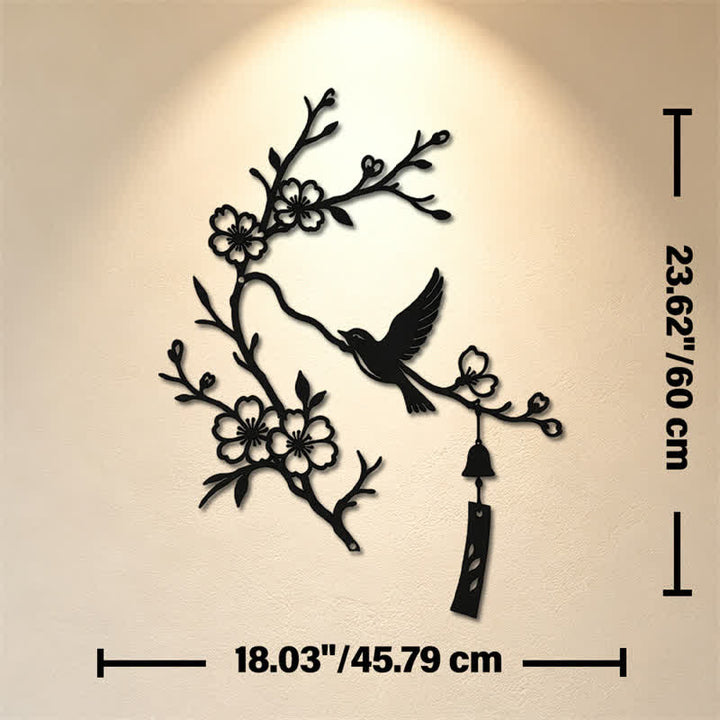 Buddha Stones Adorno de pared de hierro con símbolos significativos de pájaros y ramas en flor - Negro - Aprox. 45,79 cm x 60 cm x 0,12 cm / 18,03 pulgadas x 23,62 pulgadas x 0,05 pulgadas - image 11