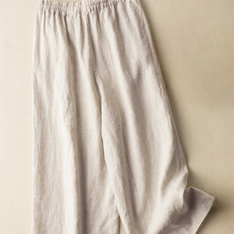 Pantalones de mujer de pierna ancha con cordón ajustable y bolsillos, con bordado informal de Buddha Stones y estilo bohemio. - image 2