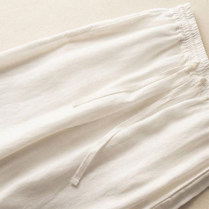 Pantalones de mujer de pierna ancha con cordón ajustable y bolsillos, con bordado informal de Buddha Stones y estilo bohemio. - image 11