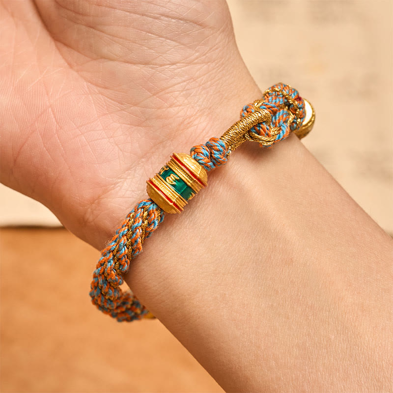 Buddha Stones Pulsera de sabiduría tejida a mano con caracteres tibetanos Om Mani Padme Hum Fu - image 9