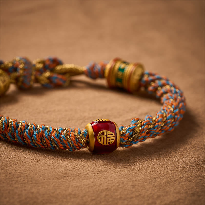 Buddha Stones Pulsera de sabiduría tejida a mano con caracteres tibetanos Om Mani Padme Hum Fu - image 4