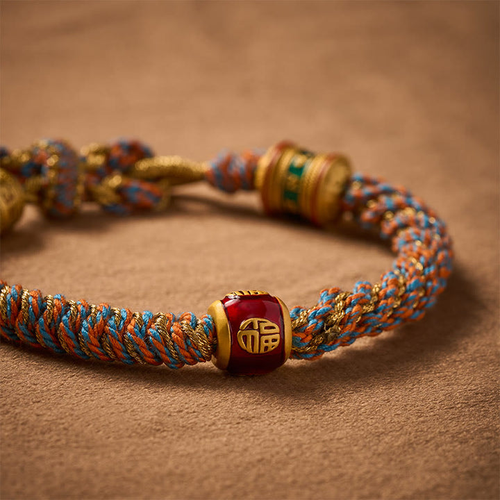 Buddha Stones Pulsera de sabiduría tejida a mano con caracteres tibetanos Om Mani Padme Hum Fu - image 4