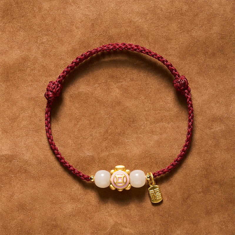 Buddha Stones Pulsera de fuerza tejida a mano con hilo rojo de tortuga - Rosa - image 10