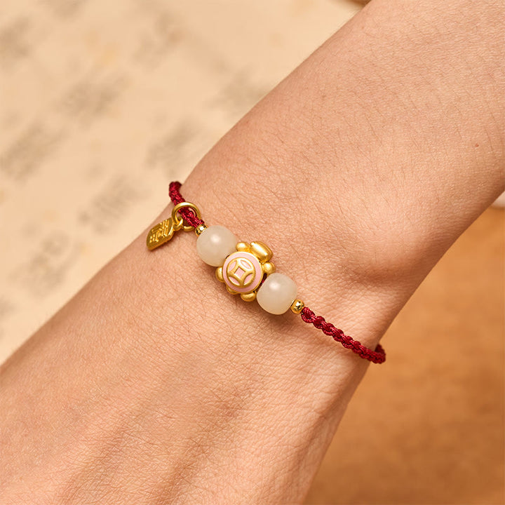 Buddha Stones Pulsera de fuerza tejida a mano con hilo rojo de tortuga - image 15