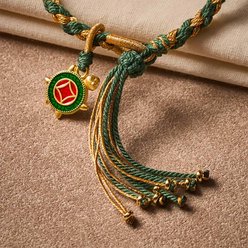 Buddha Stones Pulsera curativa tejida a mano con hilo de tortuga amarillo y verde - image 8