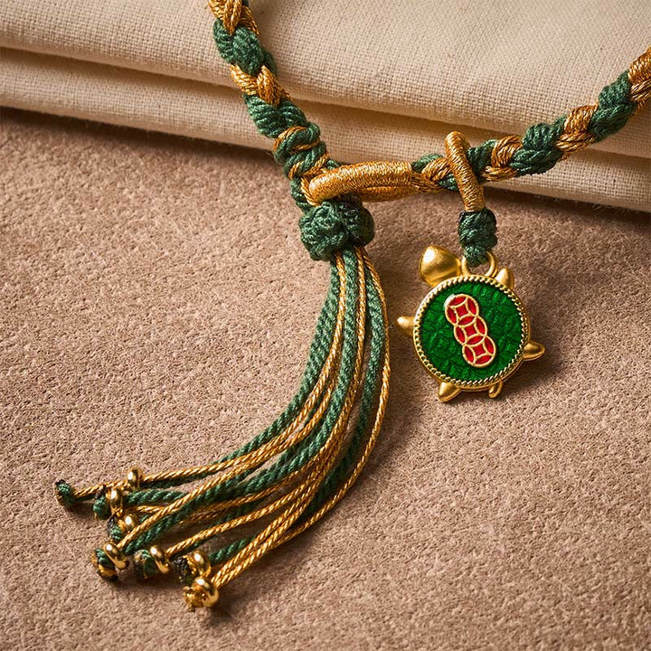 Buddha Stones Pulsera curativa tejida a mano con hilo de tortuga amarillo y verde - image 7