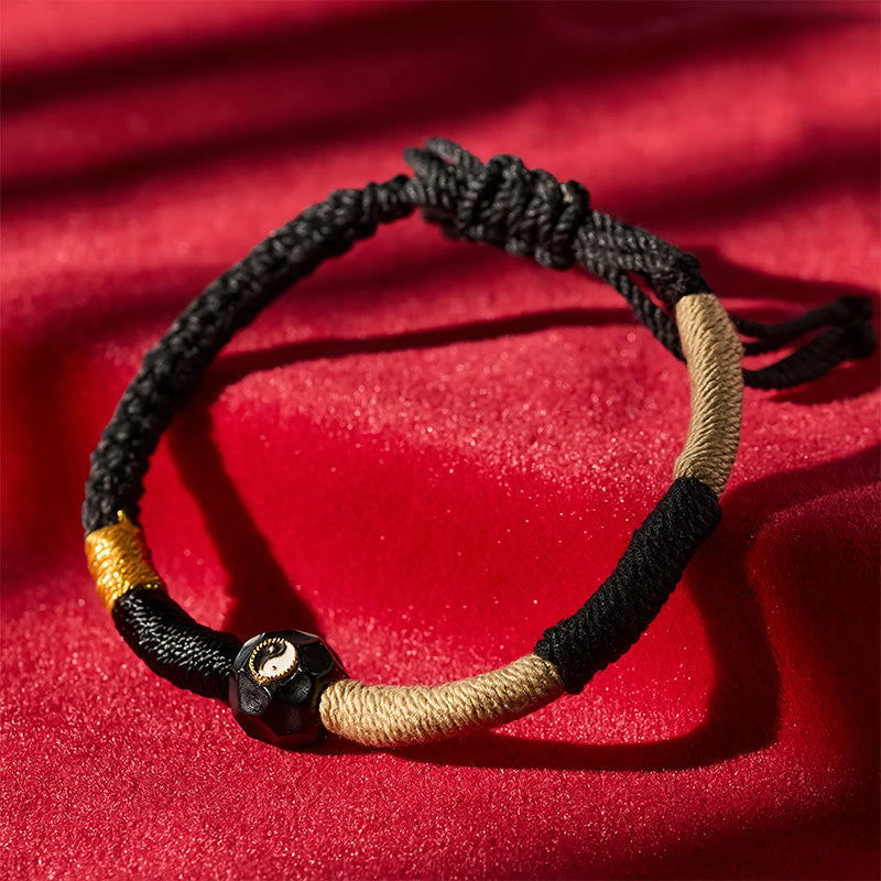 Buddha Stones Pulsera de equilibrio de hilo de ágata de fuego blanca y negra - image 1