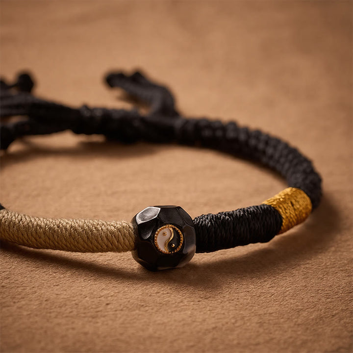 Buddha Stones Pulsera de equilibrio de hilo de ágata de fuego blanca y negra - image 4
