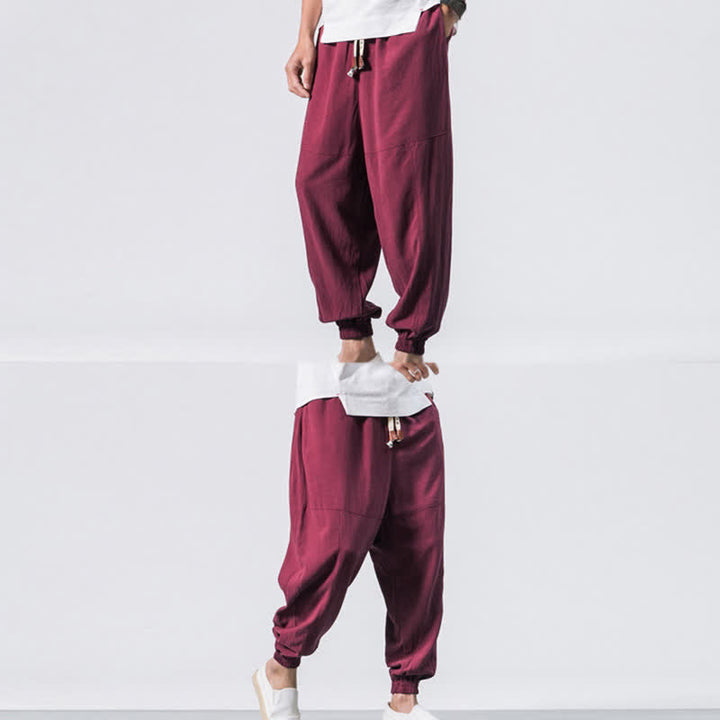 Pantalones bombachos de algodón con cordón ajustable y bolsillos para hombre de Buddha Stones. - image 10