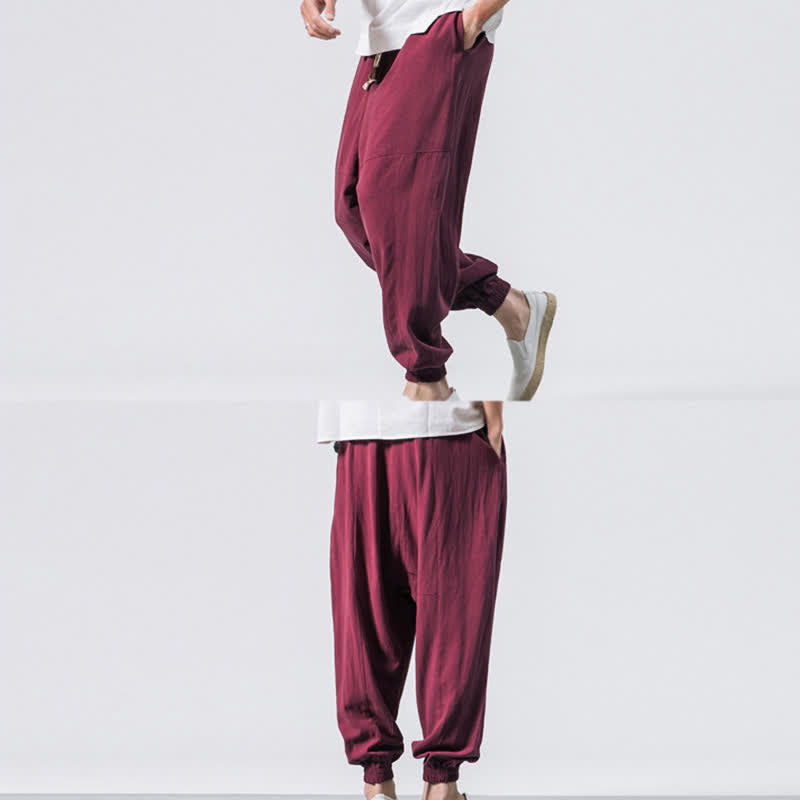 Pantalones bombachos de algodón con cordón ajustable y bolsillos para hombre de Buddha Stones. - image 12