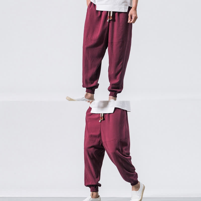 Pantalones bombachos de algodón con cordón ajustable y bolsillos para hombre de Buddha Stones. - image 11