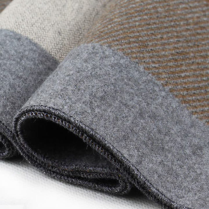 Bufanda rectangular acogedora para hombre con borlas y estampado clásico de cuadros de Buddha Stones para otoño e invierno. - image 11