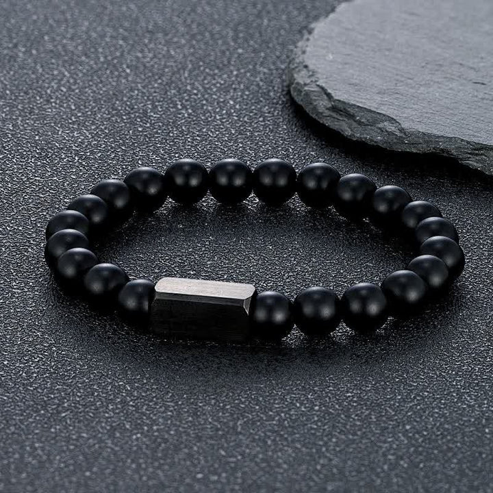 Buddha Stones Pulsera de barra de acero de titanio con piedras de oro negro - Piedra escarchada (Equilibrio ♥ Sanación) - 8 mm - image 17