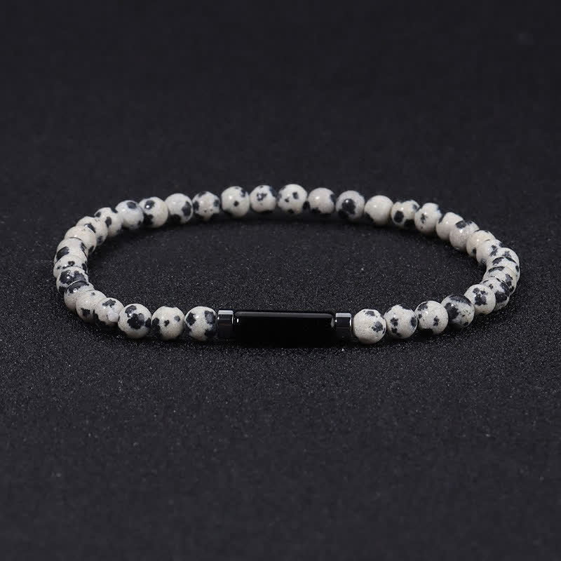 Buddha Stones Pulsera vintage de jaspe dálmata de roca volcánica de 4 mm para conexión a tierra - Jasper dálmata (Alegría ♥ Lealtad) - image 2