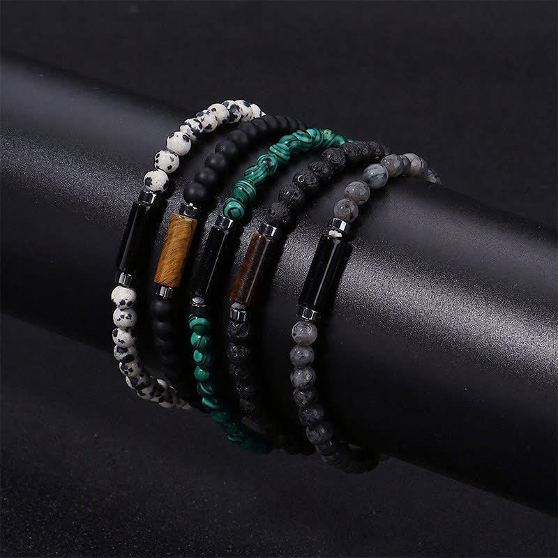 Buddha Stones Pulsera vintage de jaspe dálmata de roca volcánica de 4 mm para conexión a tierra - image 14