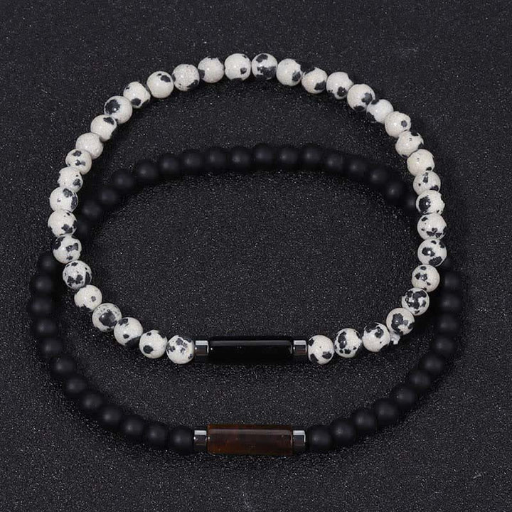 Buddha Stones Pulsera vintage de jaspe dálmata de roca volcánica de 4 mm para conexión a tierra - image 11