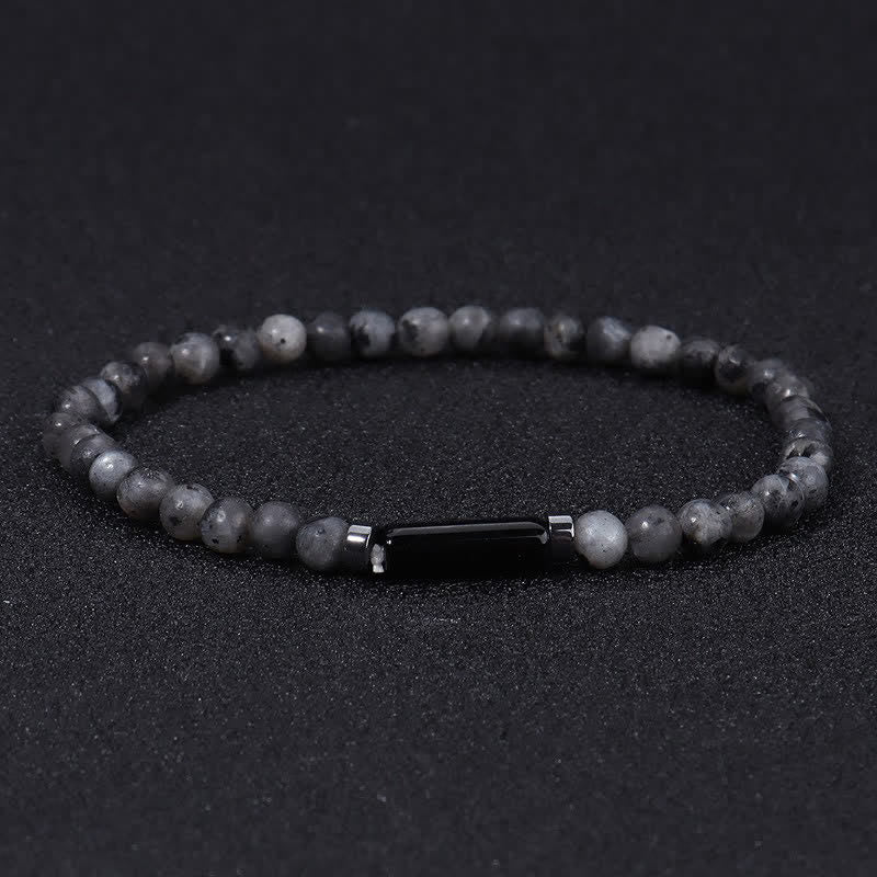 Buddha Stones Pulsera vintage de jaspe dálmata de roca volcánica de 4 mm para conexión a tierra - Piedra negra brillante (Protección ♥ Conexión a tierra) - image 4