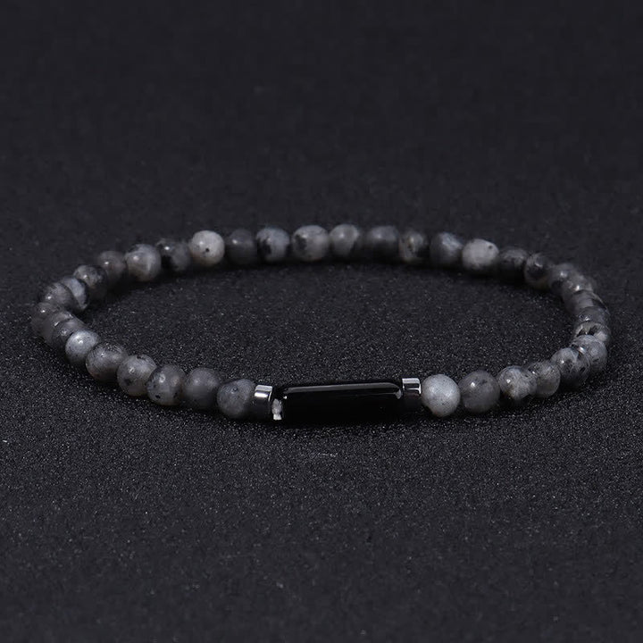 Buddha Stones Pulsera vintage de jaspe dálmata de roca volcánica de 4 mm para conexión a tierra - Piedra negra brillante (Protección ♥ Conexión a tierra) - image 4