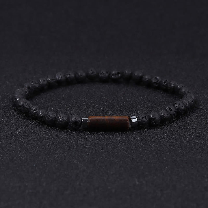Buddha Stones Pulsera vintage de jaspe dálmata de roca volcánica de 4 mm para conexión a tierra - Roca de lava (Conexión a tierra ♥ Protección) - image 0