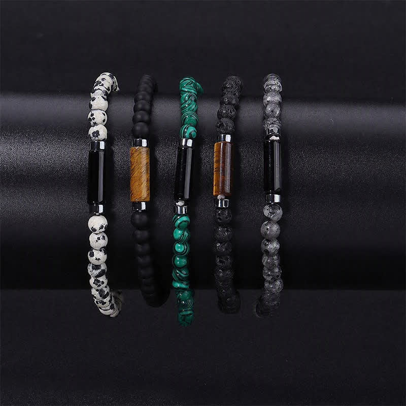 Buddha Stones Pulsera vintage de jaspe dálmata de roca volcánica de 4 mm para conexión a tierra - image 15