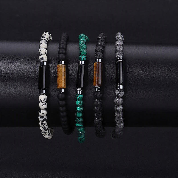 Buddha Stones Pulsera vintage de jaspe dálmata de roca volcánica de 4 mm para conexión a tierra - image 15