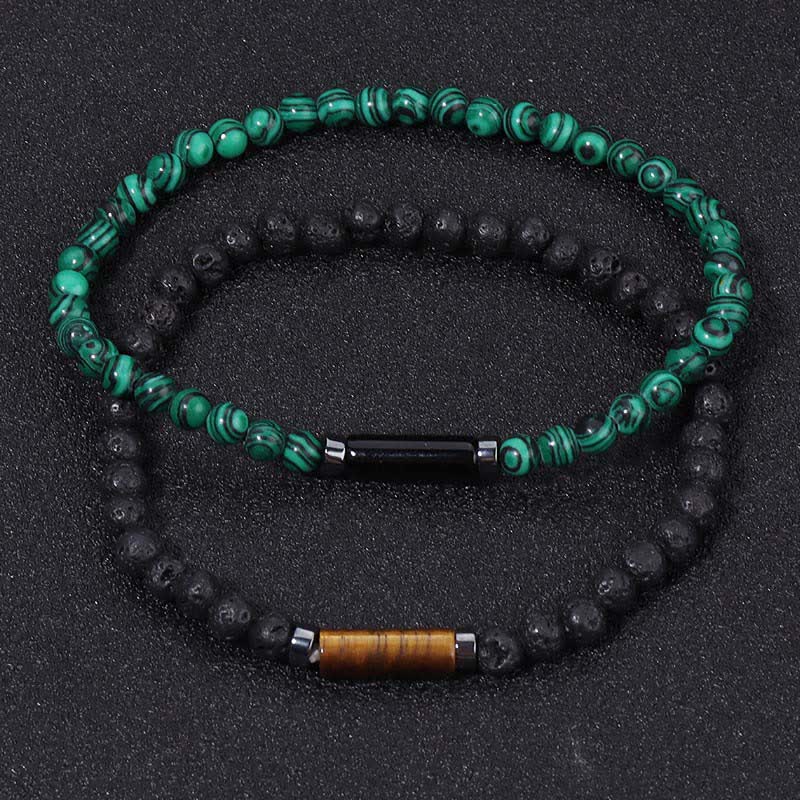 Buddha Stones Pulsera vintage de jaspe dálmata de roca volcánica de 4 mm para conexión a tierra - image 12