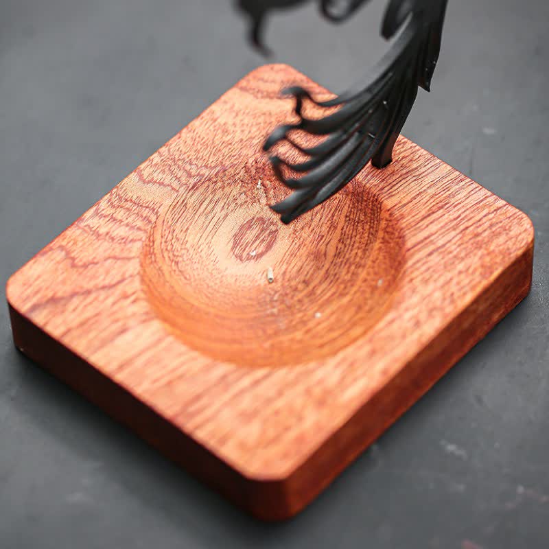 Buddha Stones Quemador de incienso Zen con base de madera y diseño de pez koi para el éxito - image 9