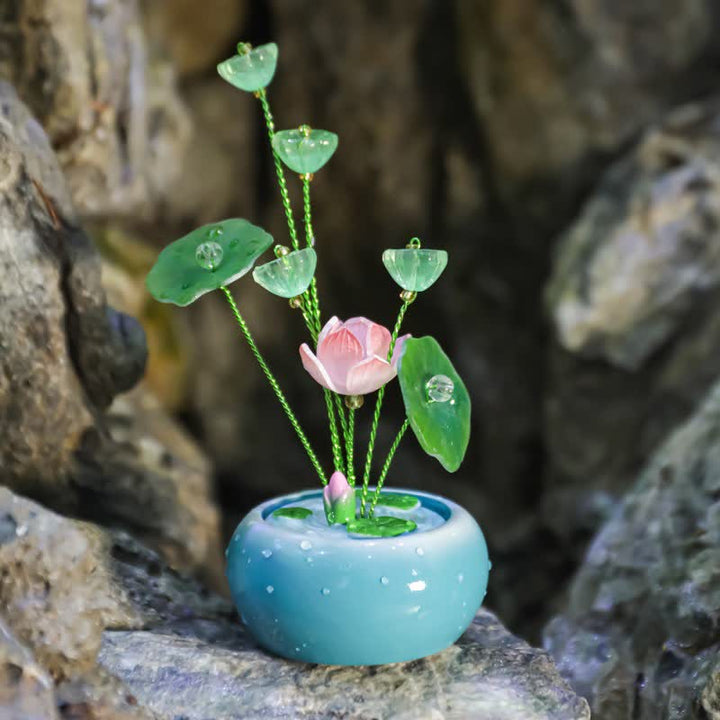 Buddha Stones Frasco de fragancia con forma de lágrima de resina Lotus Purity, de Mindful Living Decor. - Azul - Un loto - image 8