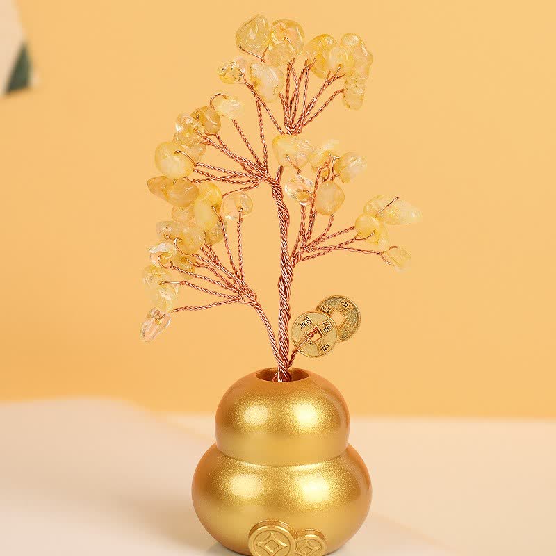 Buddha Stones Bol de tesoro de lingote de oro, símbolo de riqueza y fortuna para mesa. - Calabaza de árbol de cristal - image 1