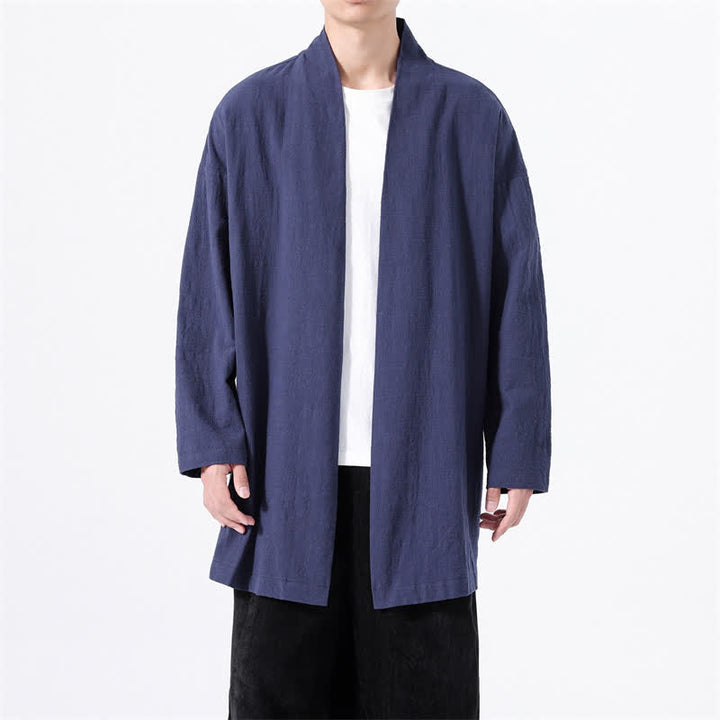 Buddha Stones Kimono de hombre de algodón liso, estilo casual y minimalista para primavera. - image 15