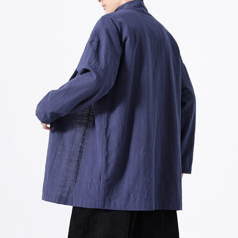 Buddha Stones Kimono de hombre de algodón liso, estilo casual y minimalista para primavera. - image 19