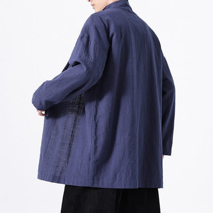 Buddha Stones Kimono de hombre de algodón liso, estilo casual y minimalista para primavera. - image 19