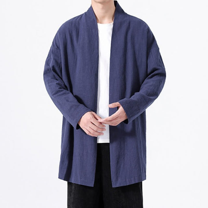 Buddha Stones Kimono de hombre de algodón liso, estilo casual y minimalista para primavera. - image 18