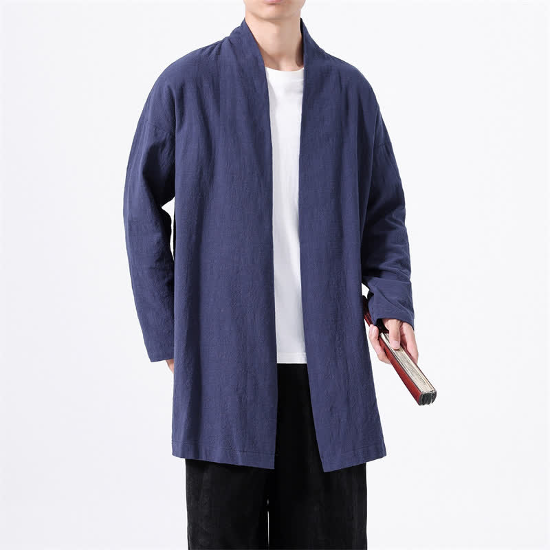 Buddha Stones Kimono de hombre de algodón liso, estilo casual y minimalista para primavera. - image 22