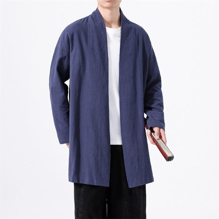 Buddha Stones Kimono de hombre de algodón liso, estilo casual y minimalista para primavera. - image 22