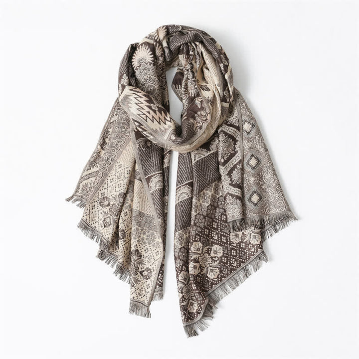 Bufanda reversible para hombre con borlas y estampado geométrico paisley de Buddha Stones , ideal para otoño e invierno. - image 6