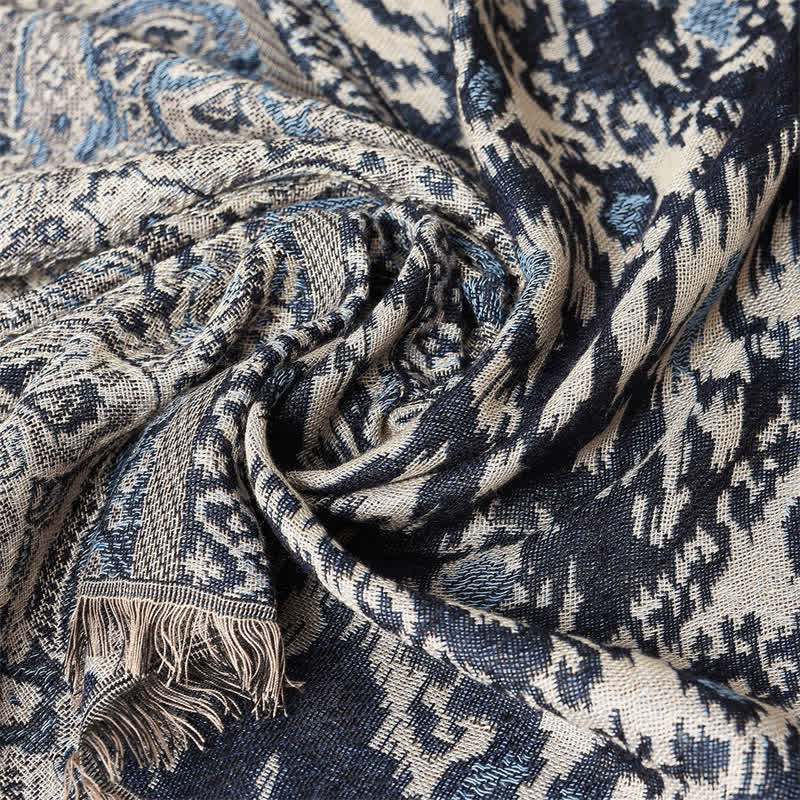 Bufanda reversible para hombre con borlas y estampado geométrico paisley de Buddha Stones , ideal para otoño e invierno. - image 12