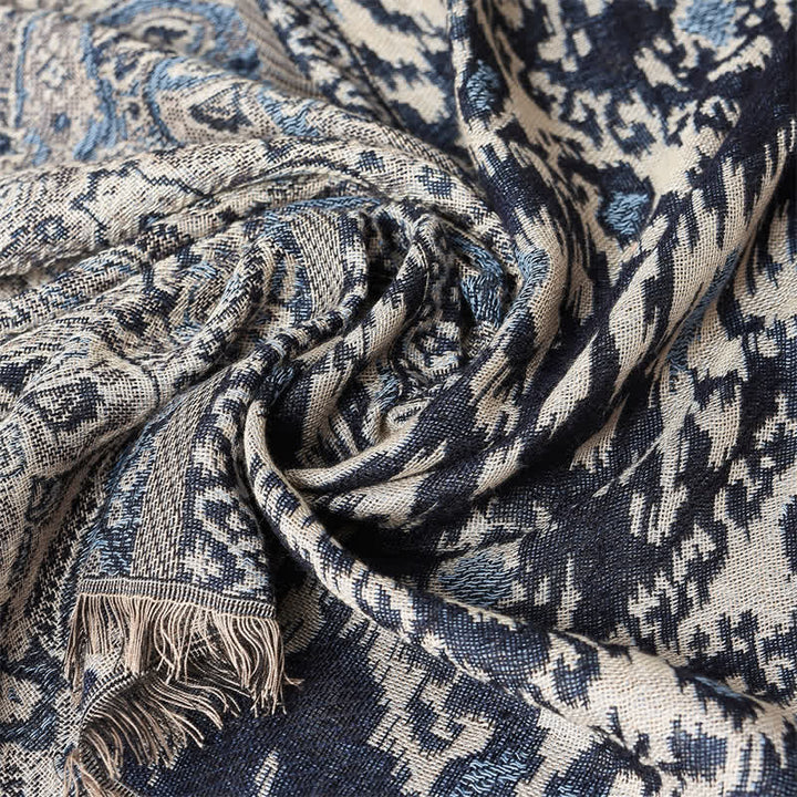 Bufanda reversible para hombre con borlas y estampado geométrico paisley de Buddha Stones , ideal para otoño e invierno. - image 12