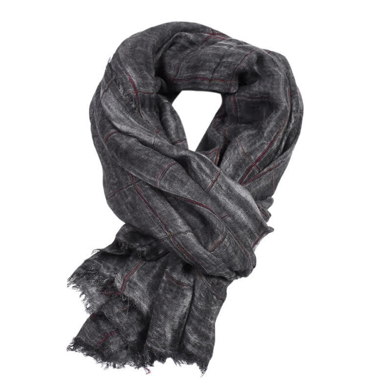 Buddha Stones Bufanda unisex informal con estampado a cuadros para primavera y otoño. - image 1