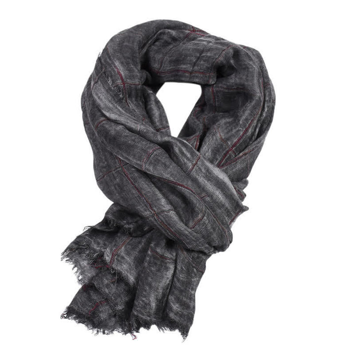 Buddha Stones Bufanda unisex informal con estampado a cuadros para primavera y otoño. - image 1