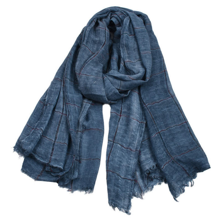 Buddha Stones Bufanda unisex informal con estampado a cuadros para primavera y otoño. - image 5