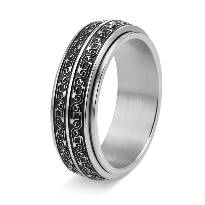 Buddha Stones Anillo protector giratorio con diseño de espiral de acero de titanio - Plata - US13 - image 1