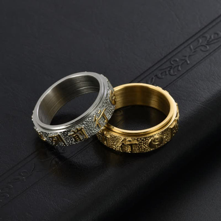 Buddha Stones Anillo giratorio de equilibrio Yin Yang Bagua de acero titanio - image 10