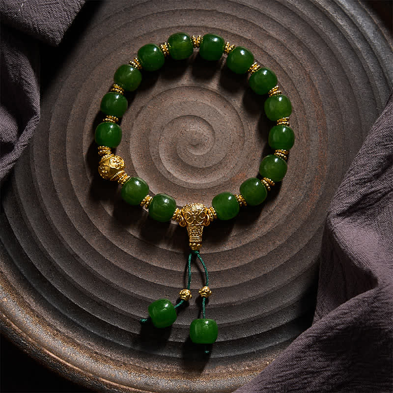 Buddha Stones Pulsera Cyan Jade Harmony con detalles dorados - image 1